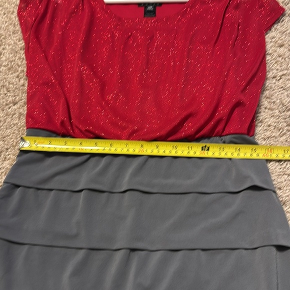 Dress Enfocus Studio Dress Red Glitter Top Gray Bottom WOMEN'S Size 14W - Picture 7 of 7